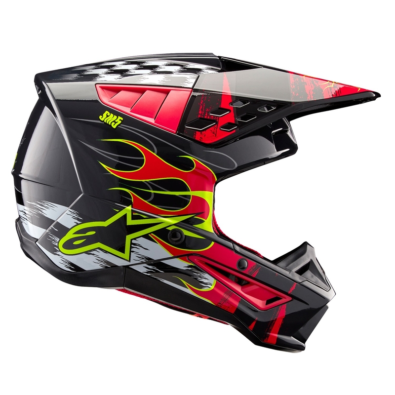 Alpinestars S-M5 Rash pilkai raudonas motokroso šalmas