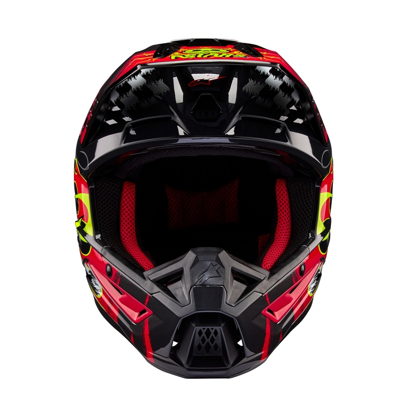Alpinestars S-M5 Rash pilkai raudonas motokroso šalmas