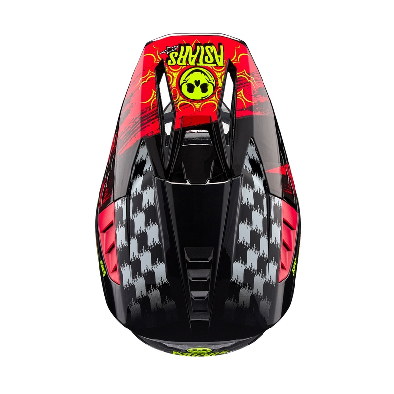 Alpinestars S-M5 Rash pilkai raudonas motokroso šalmas