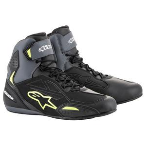 Alpinestars Faster-3 Drystar juodai pilkai geltoni motociklininko batai