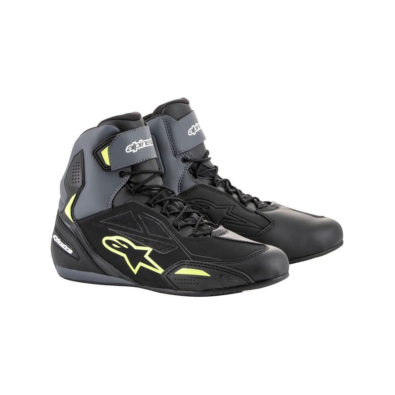 Alpinestars Faster-3 Drystar juodai pilkai geltoni motociklininko batai