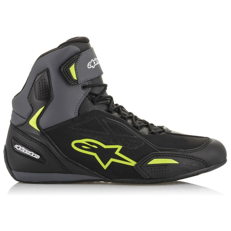 Alpinestars Faster-3 Drystar juodai pilkai geltoni motociklininko batai