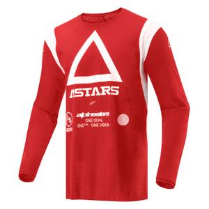 Alpinestars Techdura fluo raudoni motokroso marškinėliai