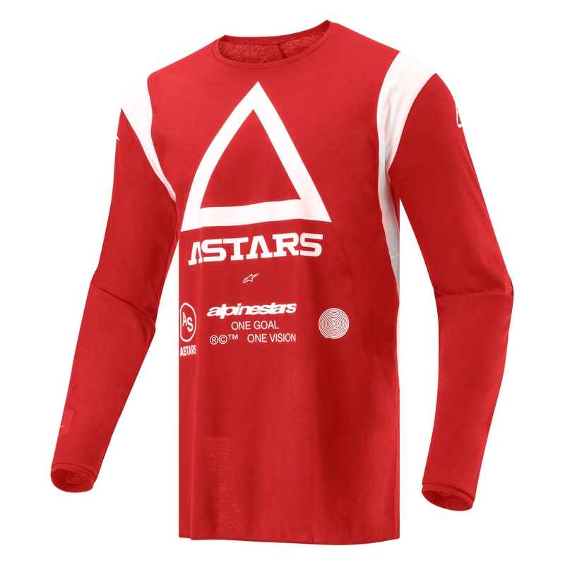 Alpinestars Techdura fluo raudoni motokroso marškinėliai