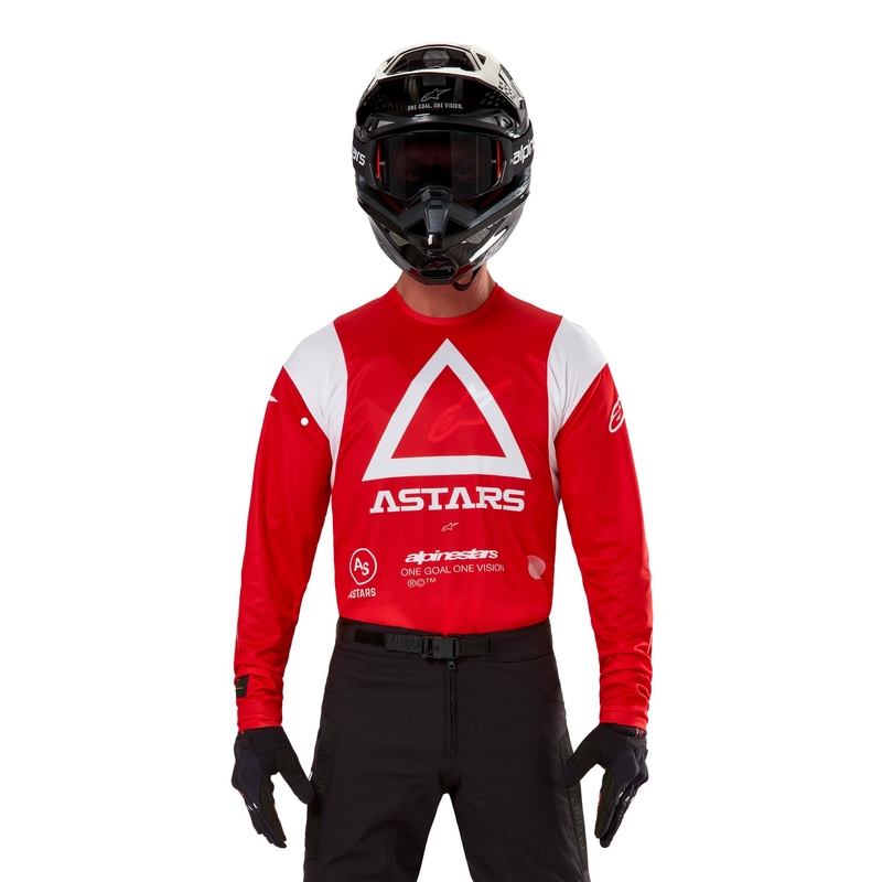 Alpinestars Techdura fluo raudoni motokroso marškinėliai