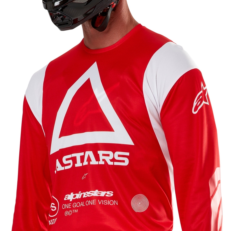Alpinestars Techdura fluo raudoni motokroso marškinėliai
