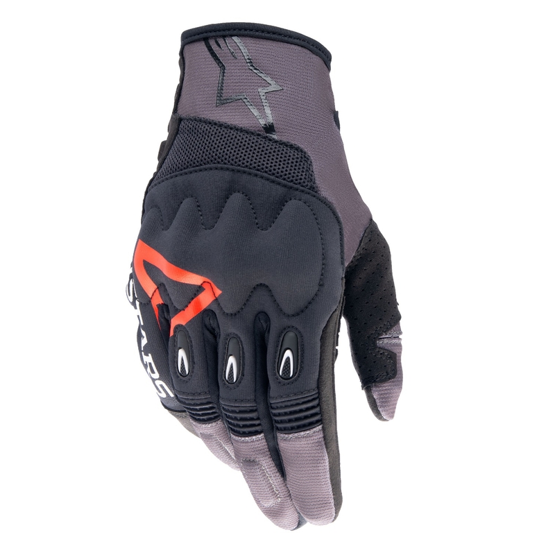 Alpinestars Techdura motokroso pirštinės juoda-ruda-fluo raudona