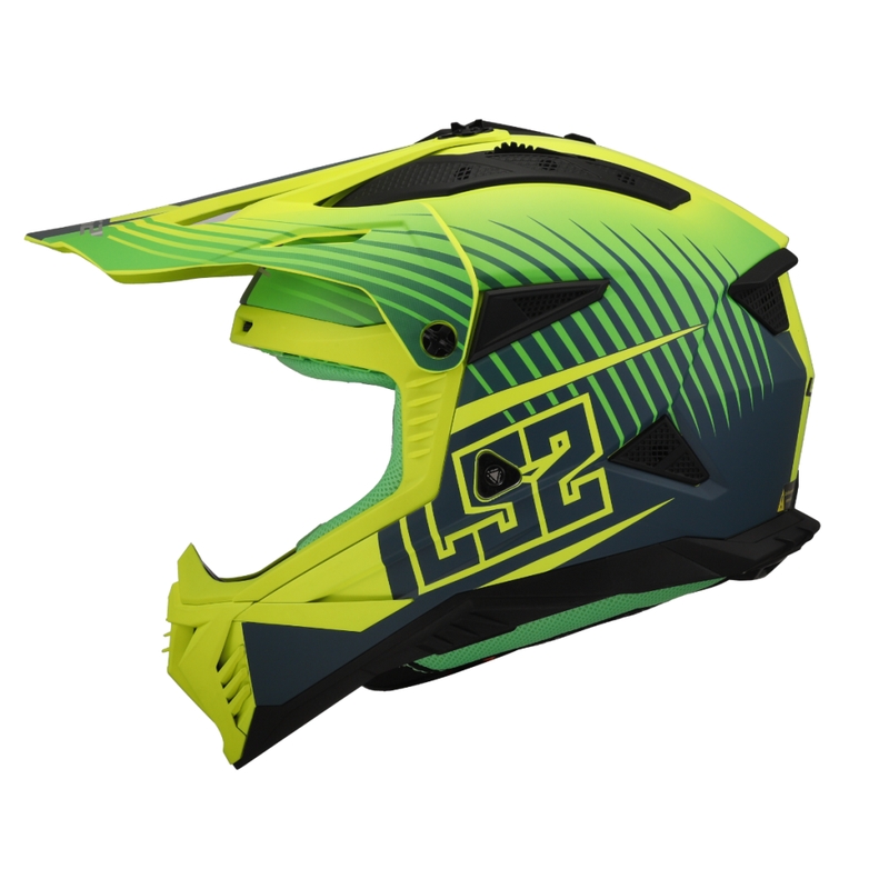 Motokroso šalmas LS2 MX708 Fast II Duck žalia-geltona