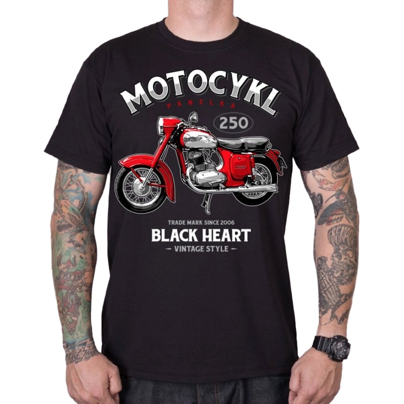 Marškinėliai Black Heart Motorcycle Panelka black