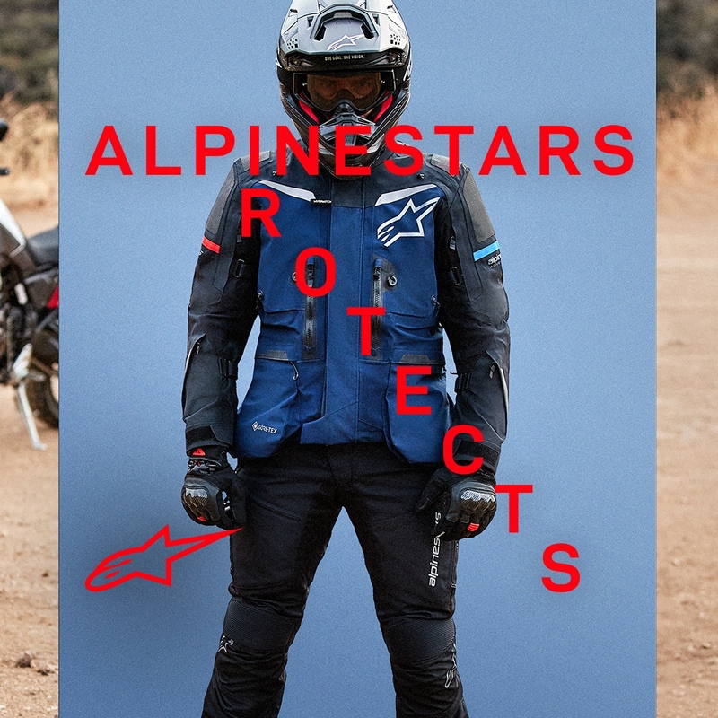 Alpinestars Boulder Gore-Tex tamsiai mėlyna-juoda motociklininko striukė