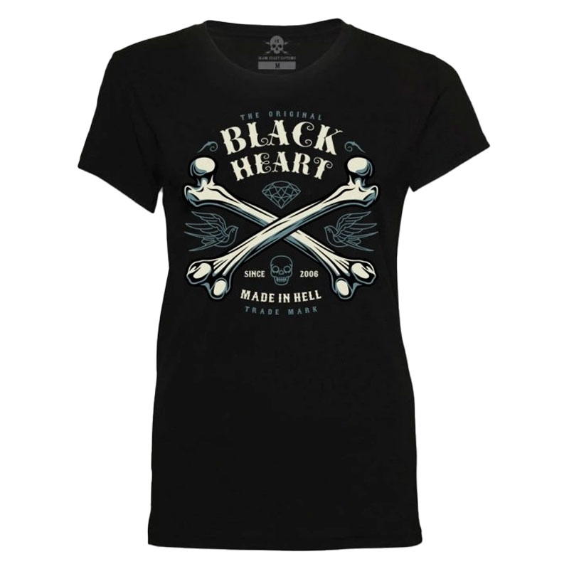 Moteriški marškinėliai Black Heart Bones black