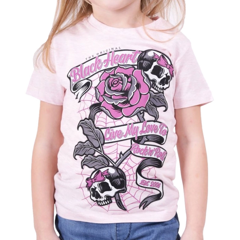 Dětské triko Black Heart Ribbon Rose růžové