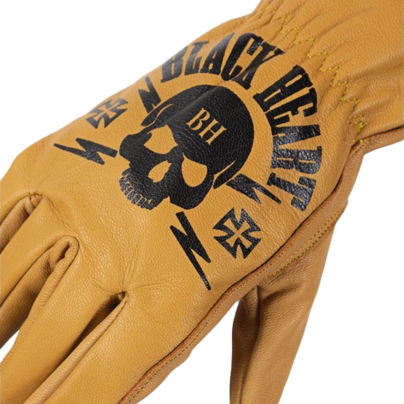 Rukavice na chopper Black Heart Skull Gloves hnědé