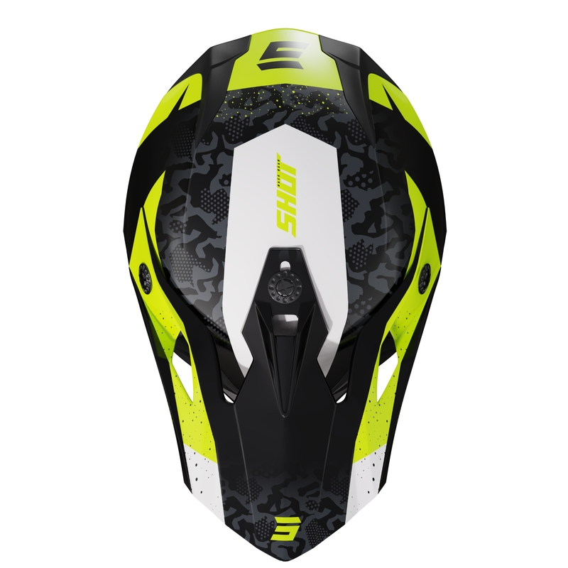 Dětská motokrosová helma Shot Pulse Airfit lesklá černo-bílo-fluo žlutá výprodej