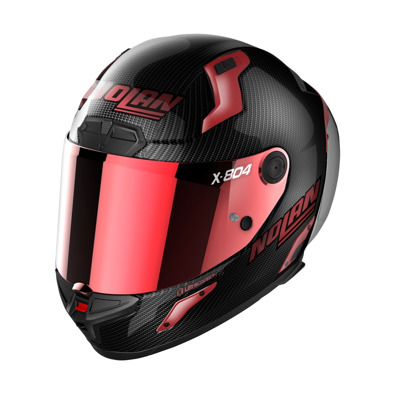 Nolan X-804 RS Ultra Carbon Iridium Edition Juodai raudonas integruotas motociklininko šalmas