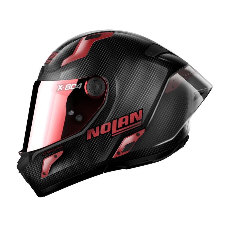 Nolan X-804 RS Ultra Carbon Iridium Edition Juodai raudonas integruotas motociklininko šalmas