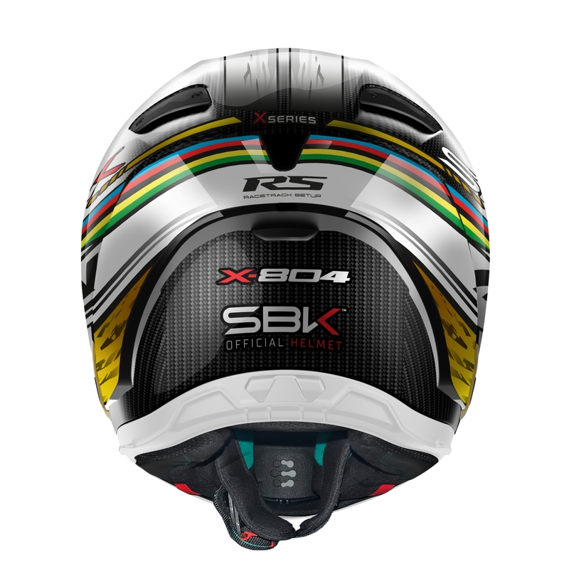 Nolan X-804 RS Ultra Carbon SBK integralus motociklininko šalmas juodas-raudonas-auksinis
