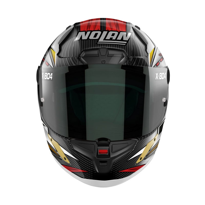 Nolan X-804 RS Ultra Carbon SBK integralus motociklininko šalmas juodas-raudonas-auksinis