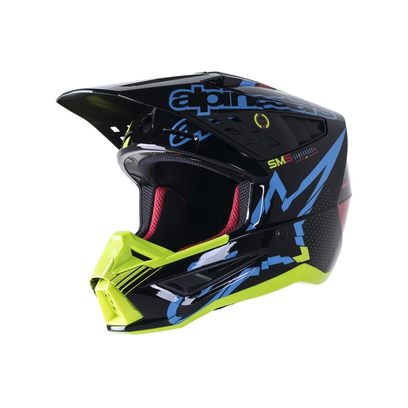 Motokrosová helma Alpinestars S-M5 Action fluo žluto-černo-modro- tmavě červená