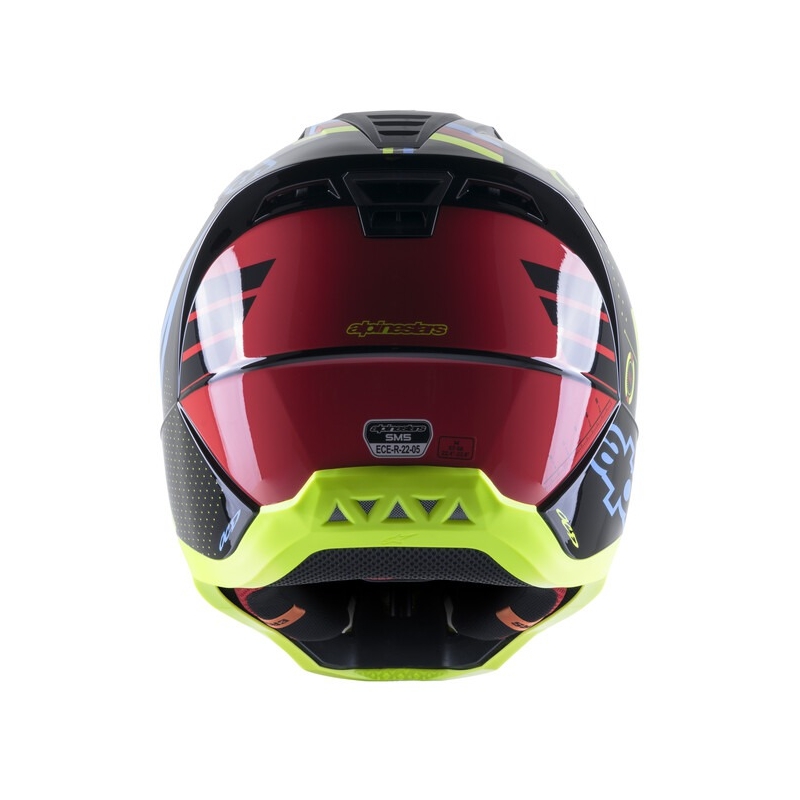 Motokrosová helma Alpinestars S-M5 Action fluo žluto-černo-modro- tmavě červená