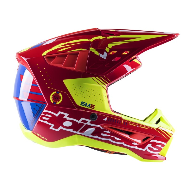 Motokrosová helma Alpinestars S-M5 Action červeno-fluo žluto-bílo modrá