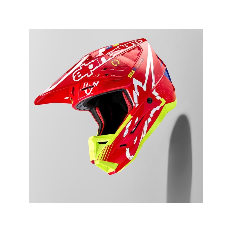 Motokrosová helma Alpinestars S-M5 Action červeno-fluo žluto-bílo modrá