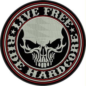 Nemokamas pleistras "Live Free" - "Ride hardcore" su raudona detale