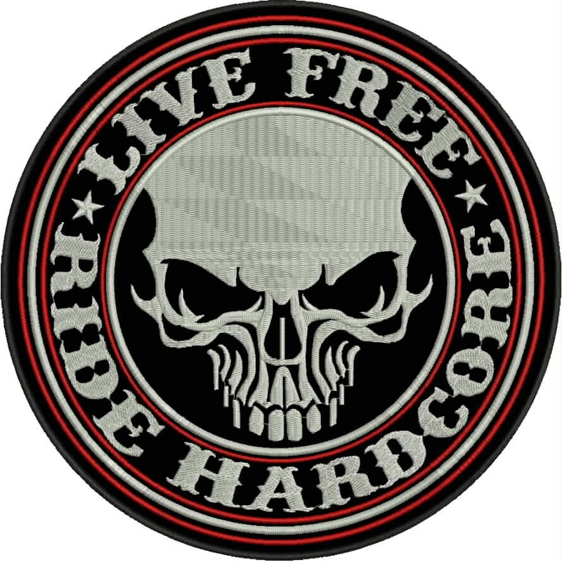 Nemokamas pleistras "Live Free" - "Ride hardcore" su raudona detale