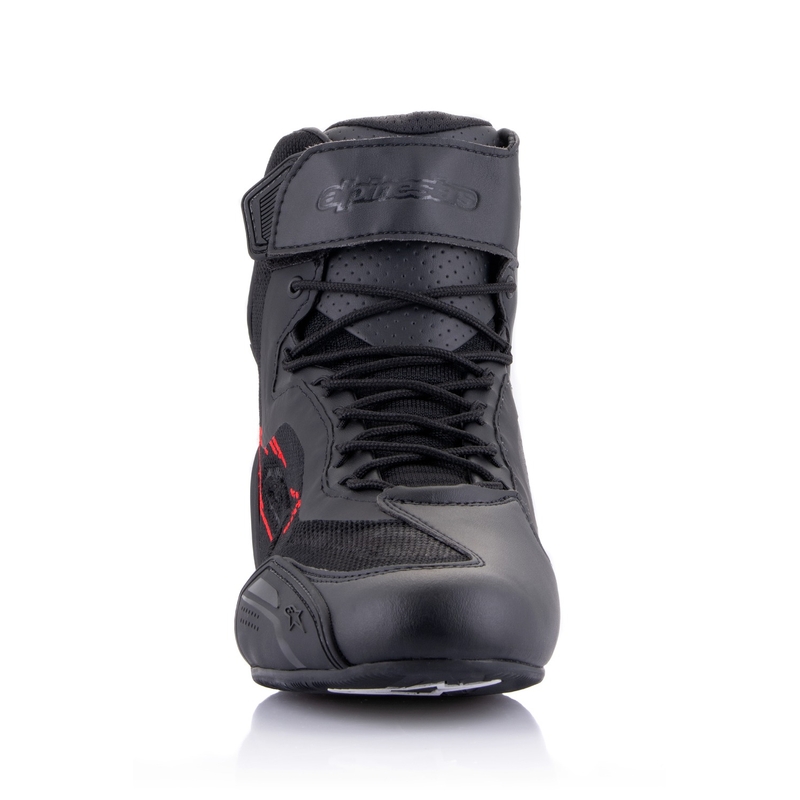 "Alpinestars Faster-3 Rideknit" juodi-tamsiai pilki-raudoni motociklininko batai