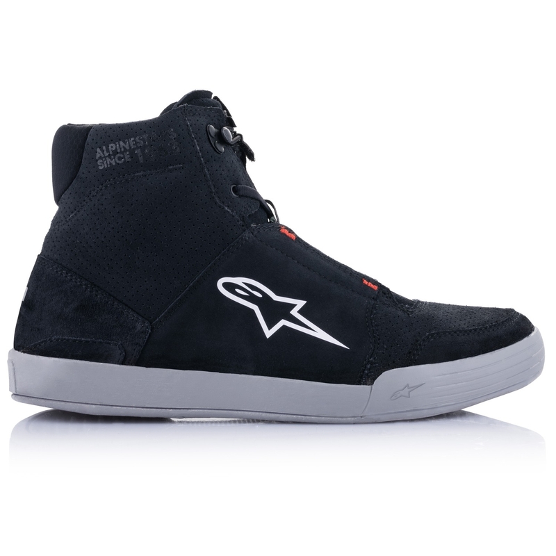 Alpinestars Chrome juoda-pilka-fluo raudona motociklininko batai