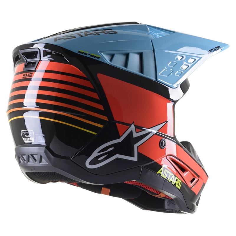 Motokrosová helma Alpinestars S-M5 Speed černo-fluo žluto-světle modrá lesklá