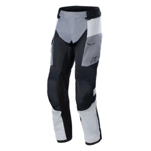 Alpinestars Andes Air Drystar šviesiai pilkos, tamsiai pilkos, juodos ir mėlynai geltonos motociklininko kelnės