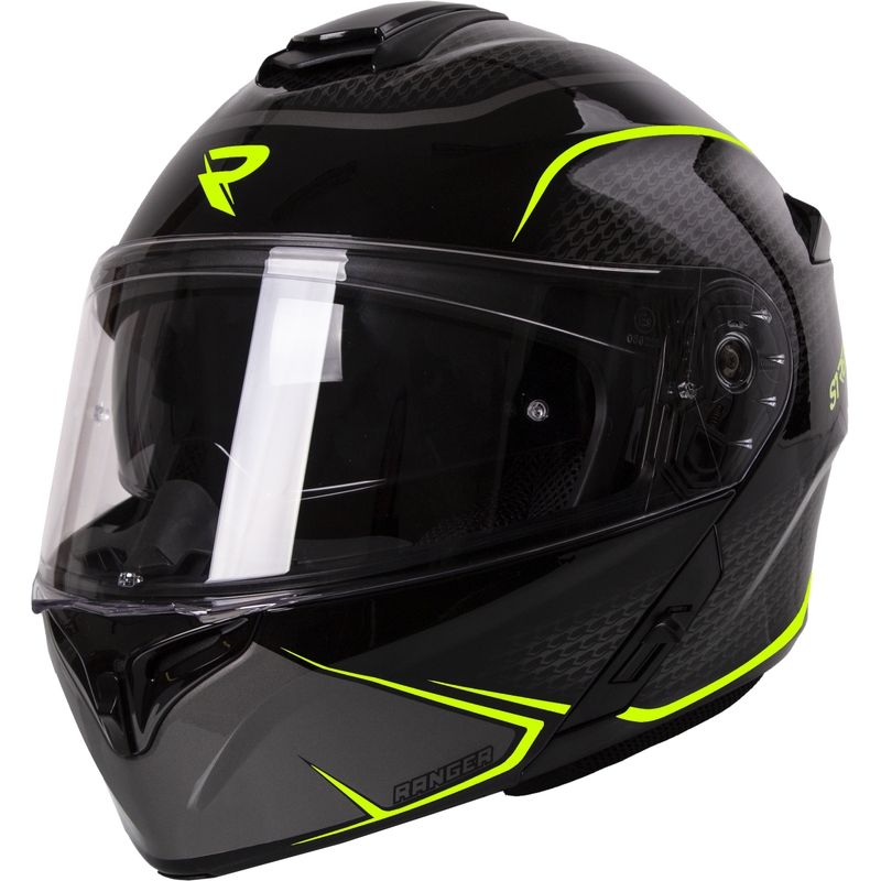 Vyklápěcí přilba na motorku Street Racer Ranger černo-fluo žlutá - II. jakost