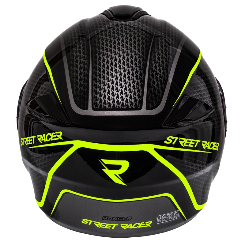 Vyklápěcí přilba na motorku Street Racer Ranger černo-fluo žlutá - II. jakost