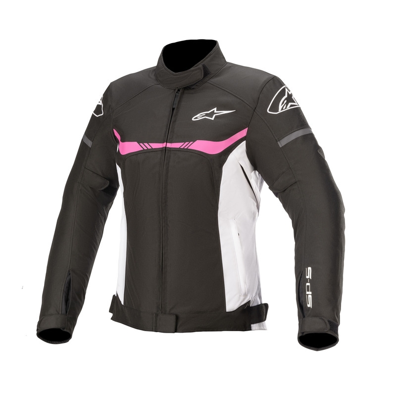 Dámská bunda na motorku Alpinestars Stella T-SPS Waterproof černo-bílo-růžová