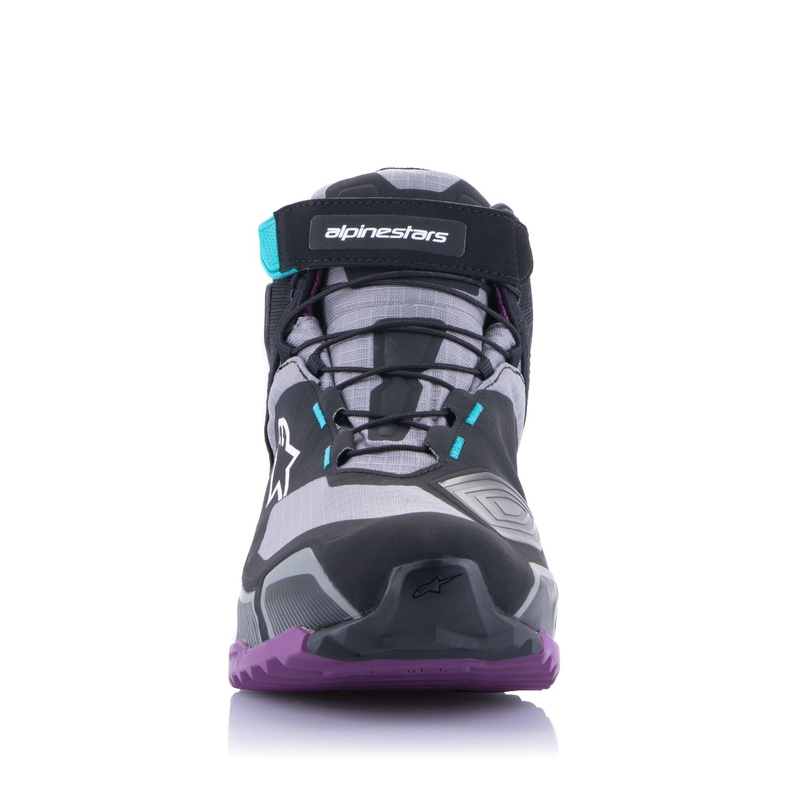 "Alpinestars" moterų "Stella CR-X Drystar" juodai pilkai violetinės ir turkio spalvos motociklininkų batai