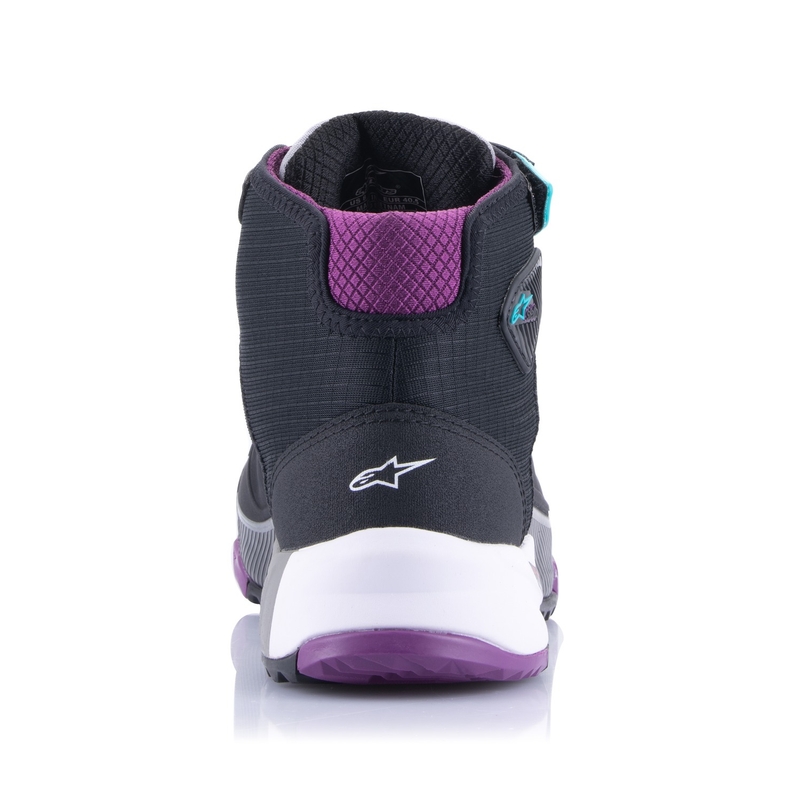 "Alpinestars" moterų "Stella CR-X Drystar" juodai pilkai violetinės ir turkio spalvos motociklininkų batai