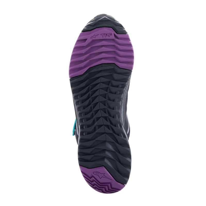 "Alpinestars" moterų "Stella CR-X Drystar" juodai pilkai violetinės ir turkio spalvos motociklininkų batai