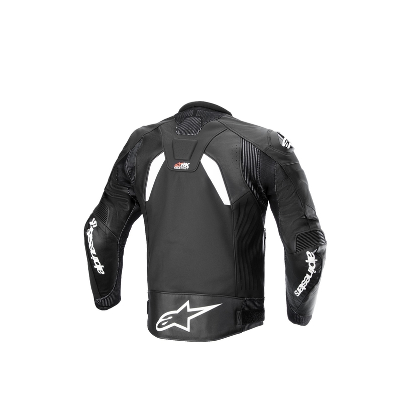 Alpinestars GP Plus R 4 Rideknit juodai balta odinė motociklininko striukė