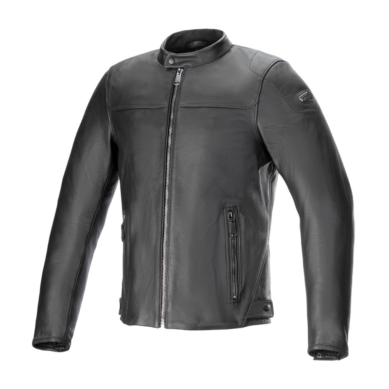 "Alpinestars Blacktrack" juoda odinė motociklo striukė
