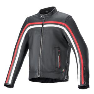 "Alpinestars Dyno" juoda-raudona-smėlio spalvos odinė motociklininko striukė