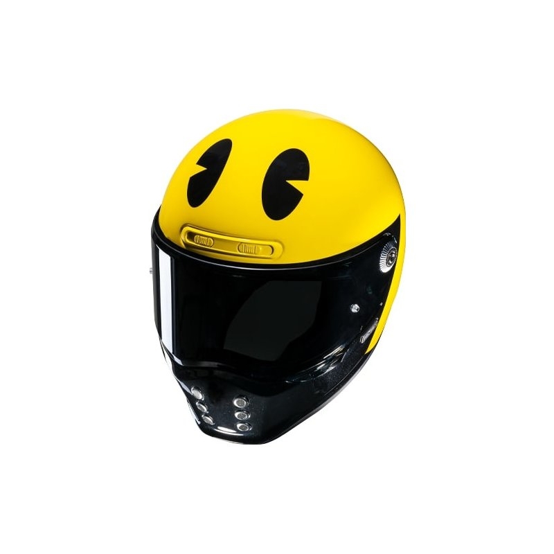 Integruotas motociklininko šalmas HJC V10 Pac-man Bandai Namco geltonas