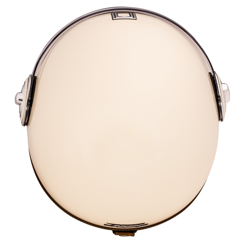 Atviras motociklininko šalmas NOX PREMIUM Heritage kreminės baltos spalvos su ruda oda