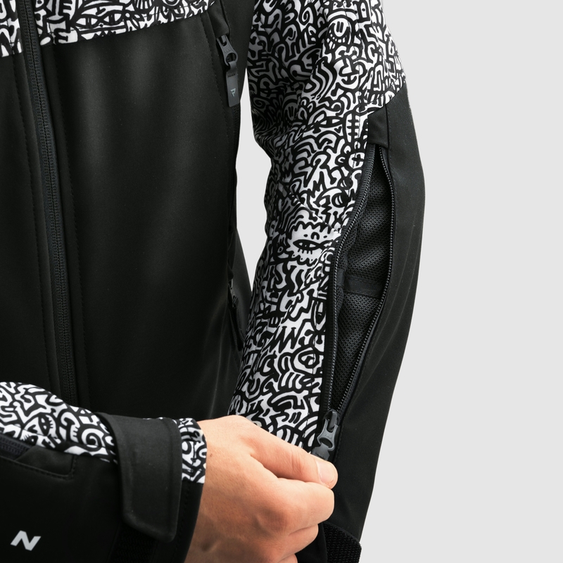 Softshell motociklininko striukė Rebelhorn Slash Noriaki juoda ir balta
