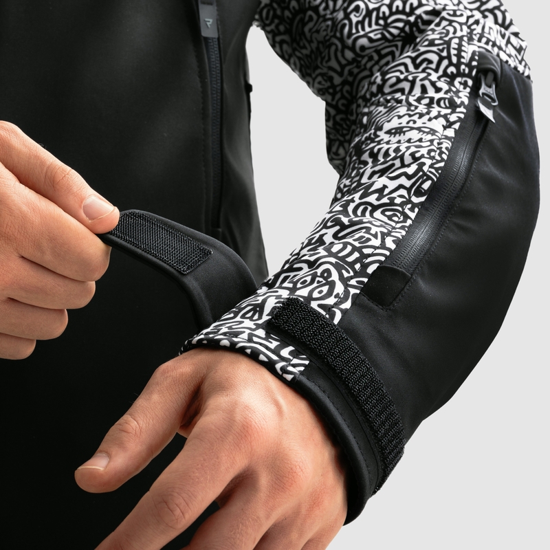 Softshell motociklininko striukė Rebelhorn Slash Noriaki juoda ir balta