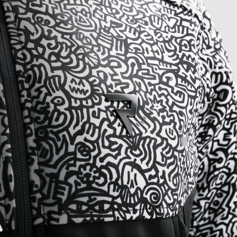 Softshell motociklininko striukė Rebelhorn Slash Noriaki juoda ir balta