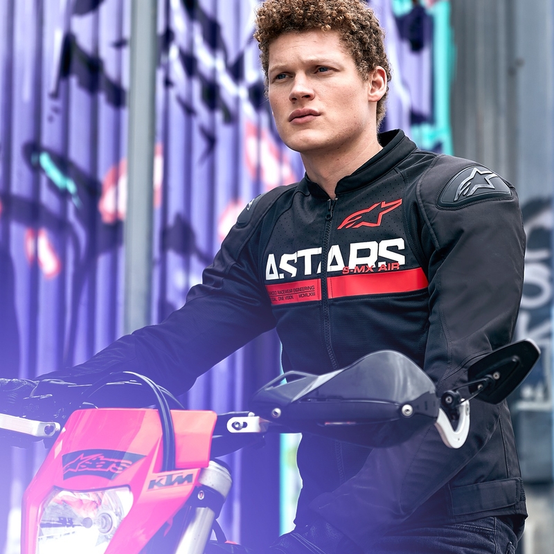 Alpinestars SMX Air juoda-fluo raudona motociklininko striukė