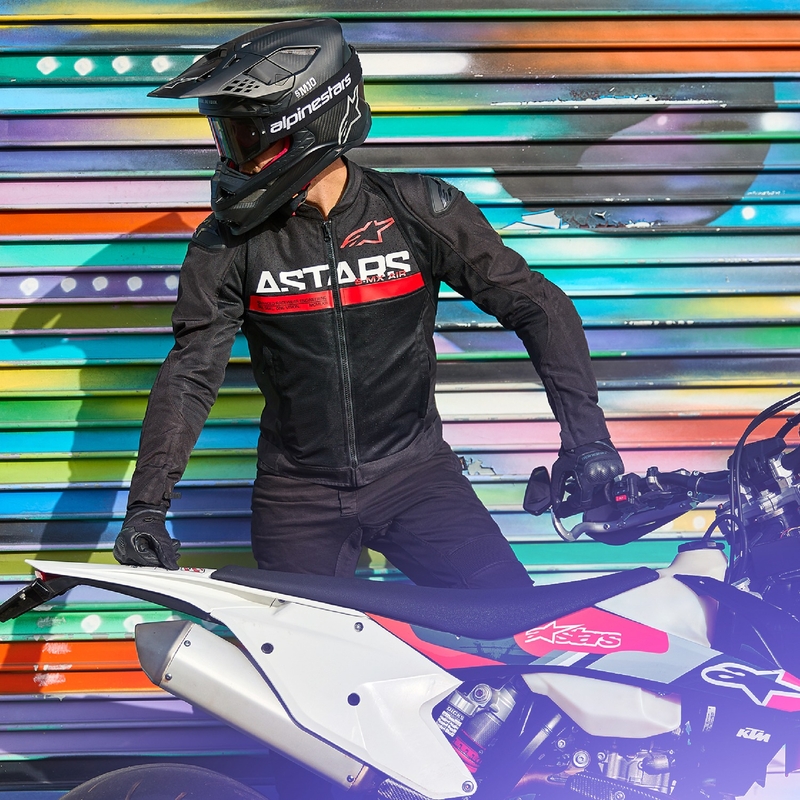 Alpinestars SMX Air juoda-fluo raudona motociklininko striukė