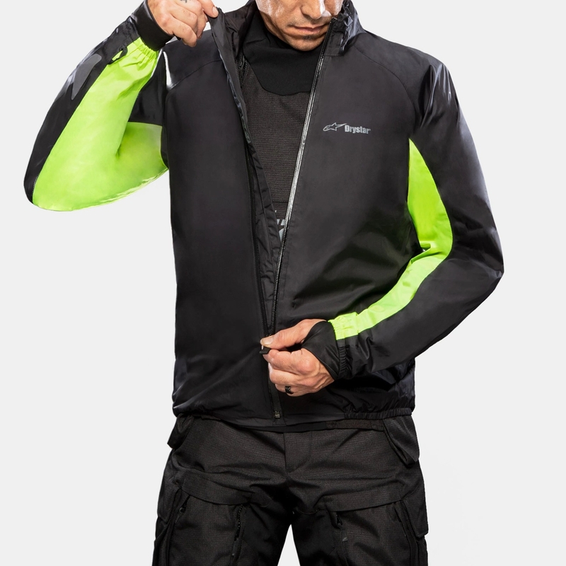 "Alpinestars Halo Drystar" tamsiai mėlyna-chaki-oranžinė-juoda motociklininko striukė