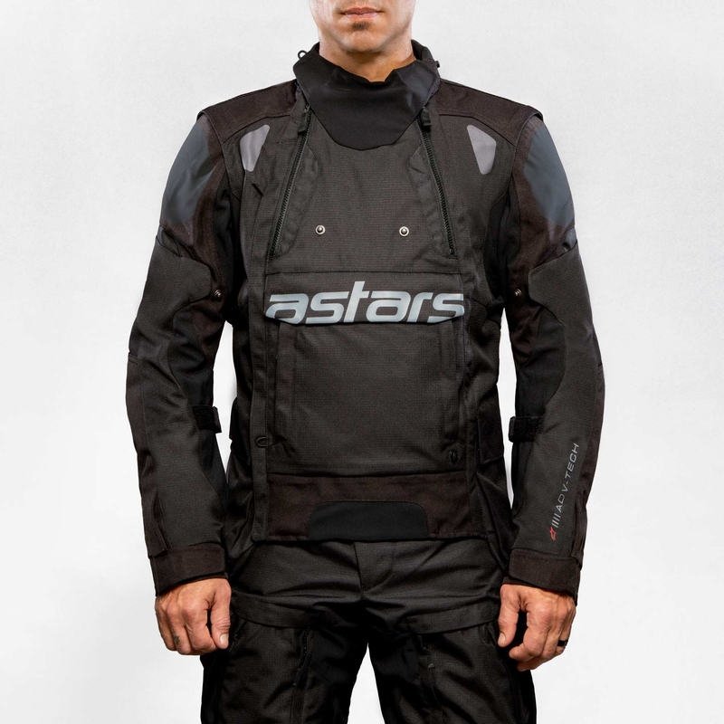 "Alpinestars Halo Drystar" tamsiai mėlyna-chaki-oranžinė-juoda motociklininko striukė